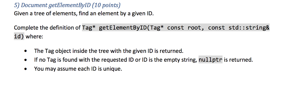 Solved 5) Document getElementByID (10 points) Given a tree | Chegg.com