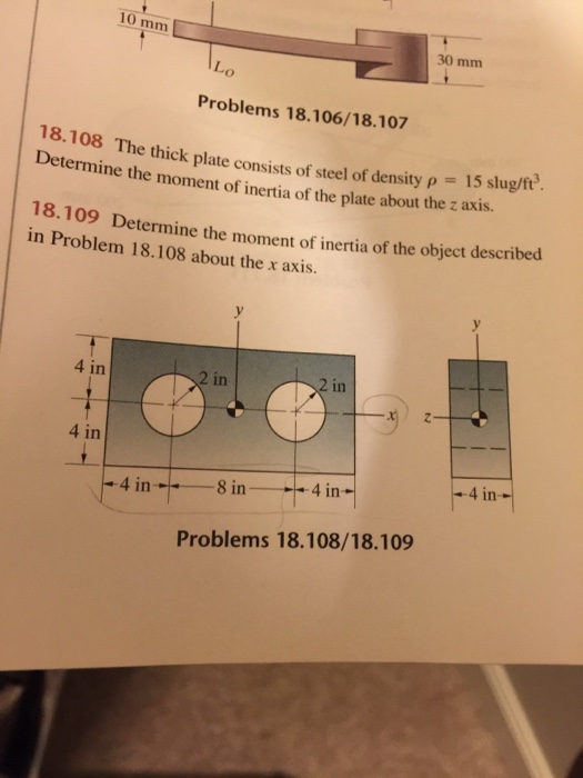Solved The thick plate consists of steel of density rho = 15