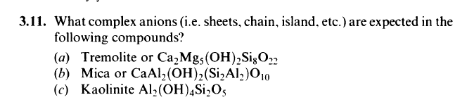 Solved What complex anions (i.e. sheets, chain, island. | Chegg.com