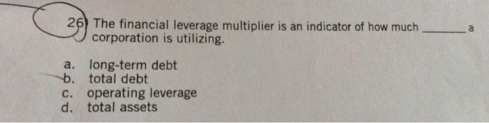 Solved The financial leverage multiplier is an indicator of | Chegg.com