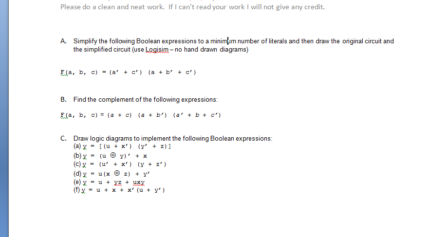 Solved Simplify The Following Boolean Expressions To A | Chegg.com