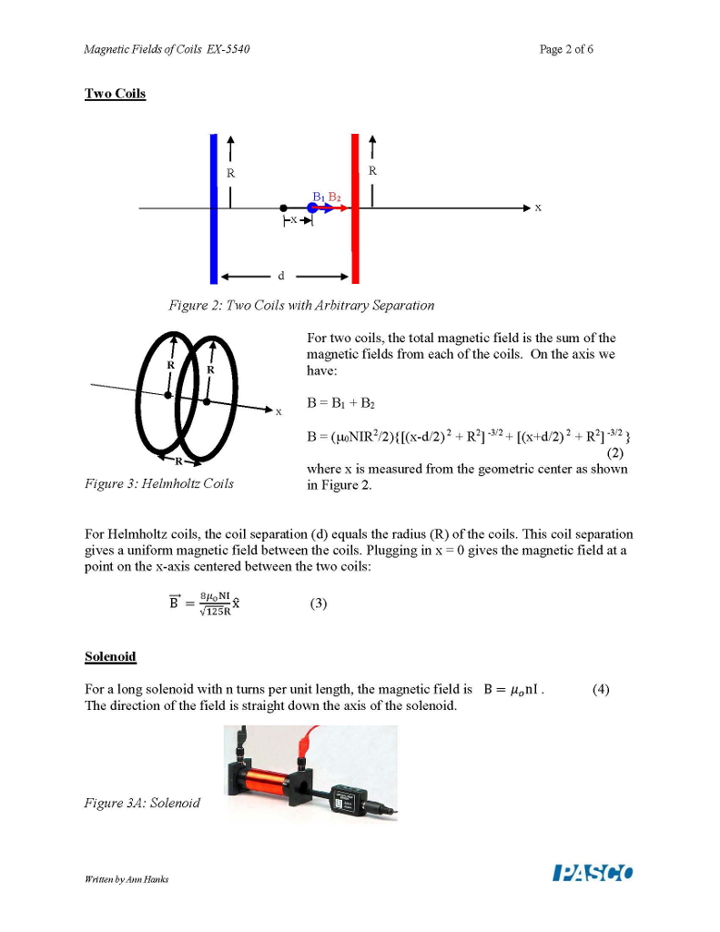 Solved Magnetic Fields of Coils EX-5540 Page 2 of 6 Two | Chegg.com