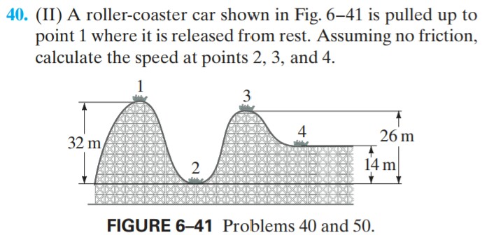 Solved 40. II A roller coaster car shown in Fig. 6 41 is Chegg