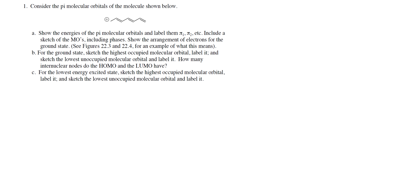 Solved Consider the pi molecular orbitals of the molecule | Chegg.com