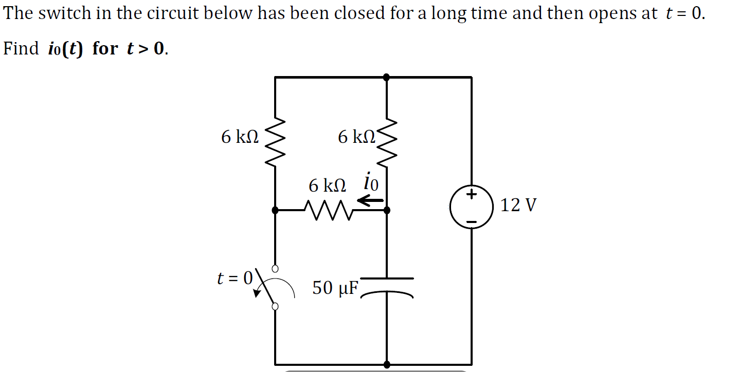 Solved The switch in the circuit below has been closed for a | Chegg.com