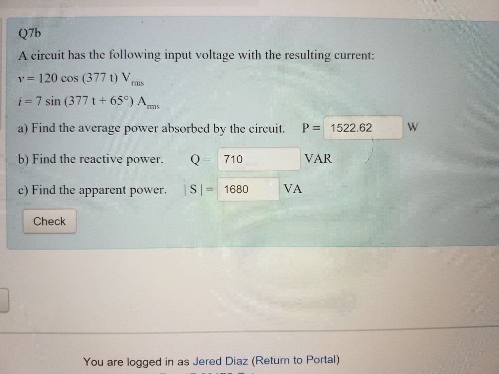 Solved A circuit has the following input voltage with the | Chegg.com