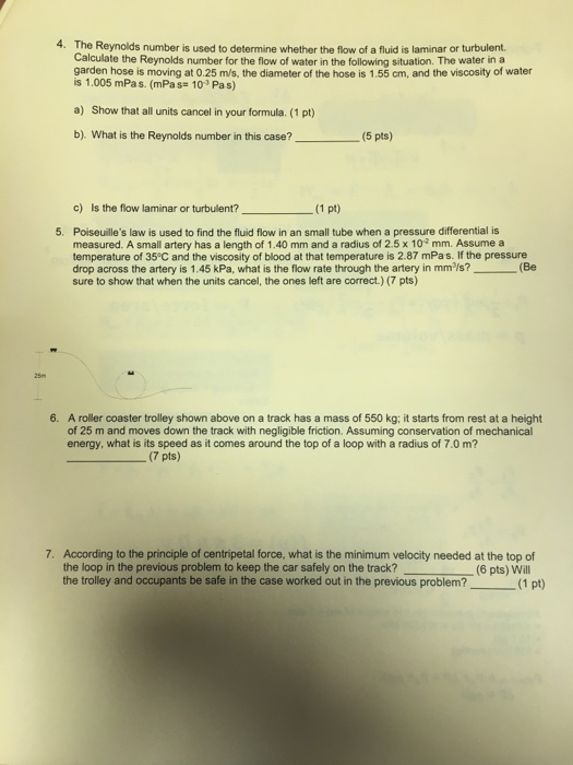 Solved The Reynolds number is used to determine whether the | Chegg.com
