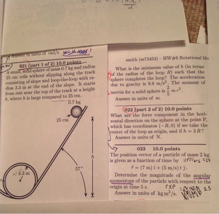 Solved A small, solid sphere of mass 0.7 kg and radius 25 cm
