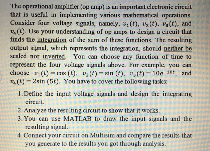 Solved The operational amplifier op amp is an important Circuit Diagram
