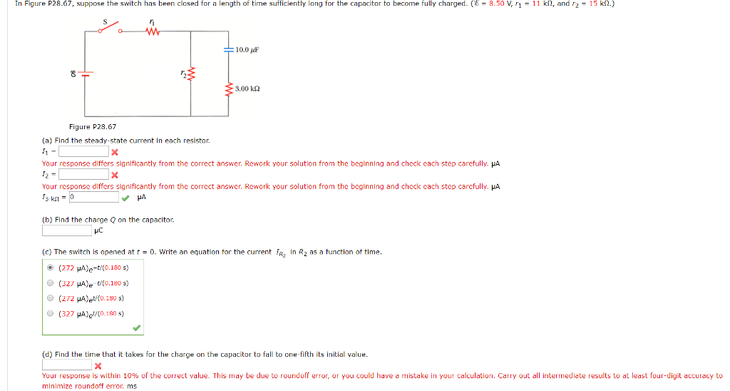 Solved In Figure P28.67, suppose the switch has been closed | Chegg.com