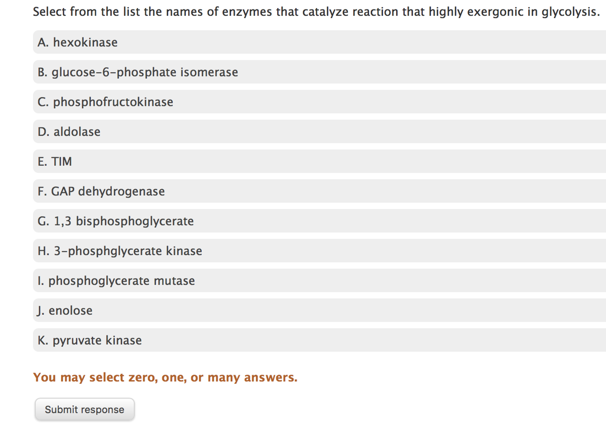 Solved Select from the list the names of enzymes that