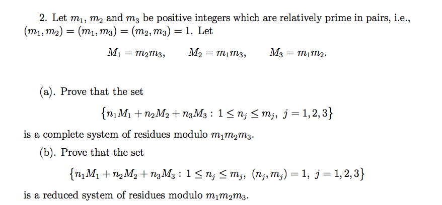 Solved 2. Let mi, m2 and mj be positive integers which are | Chegg.com