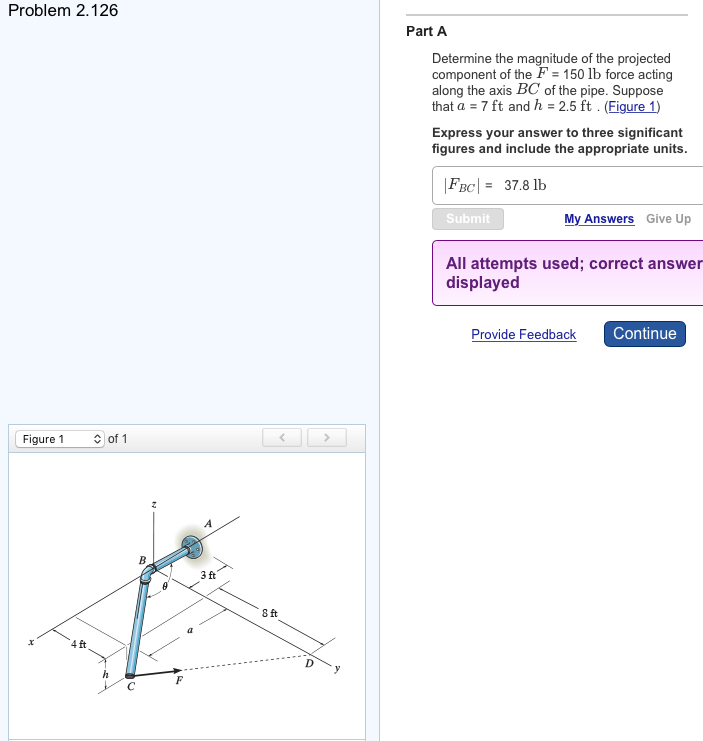 Determine the magnitude of the projected component of | Chegg.com