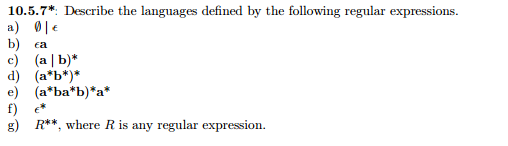 Solved 10.5.7*. Describe The Languages Defined By The | Chegg.com