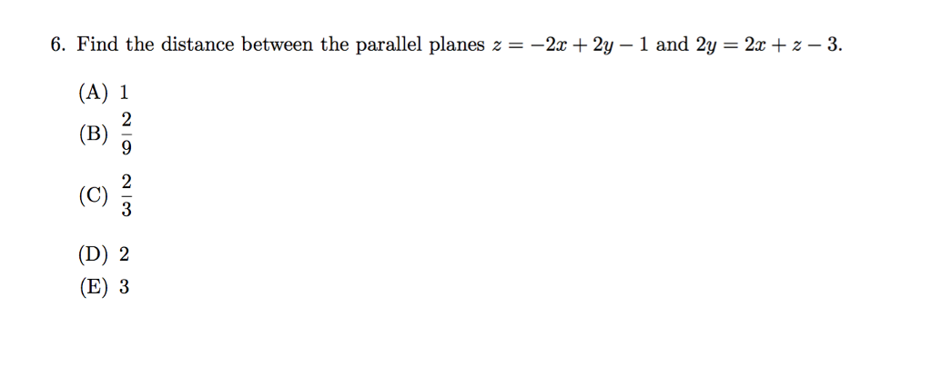 Solved 6. Find the distance between the parallel planes z | Chegg.com