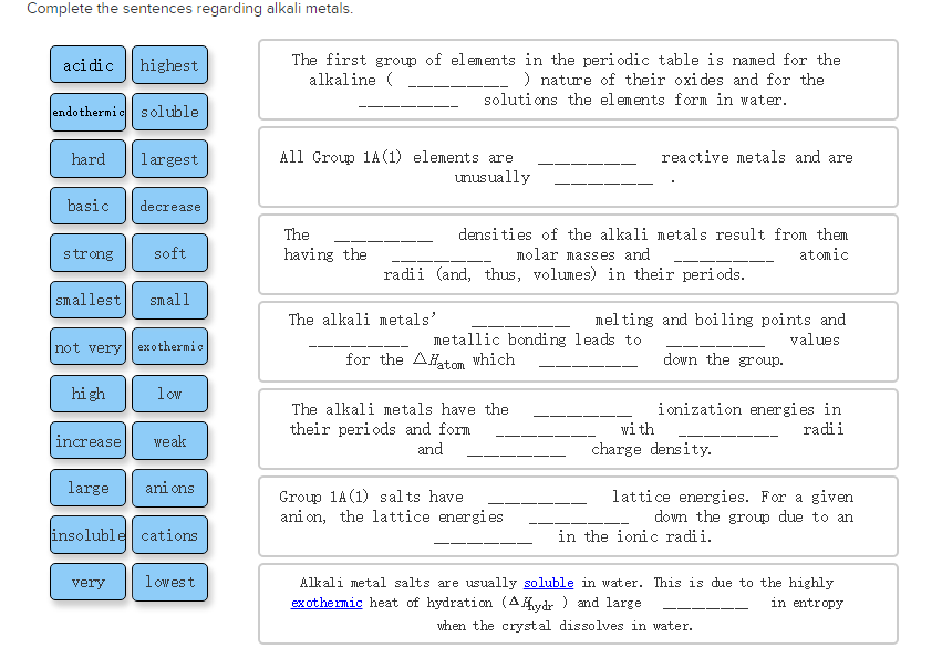 Solved Complete the sentences r a ka metals. regarding The
