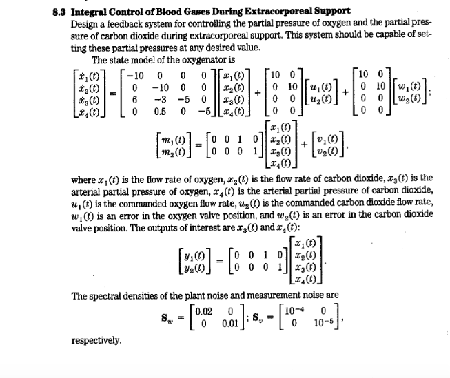 Design a LQG optimal control for a system for | Chegg.com