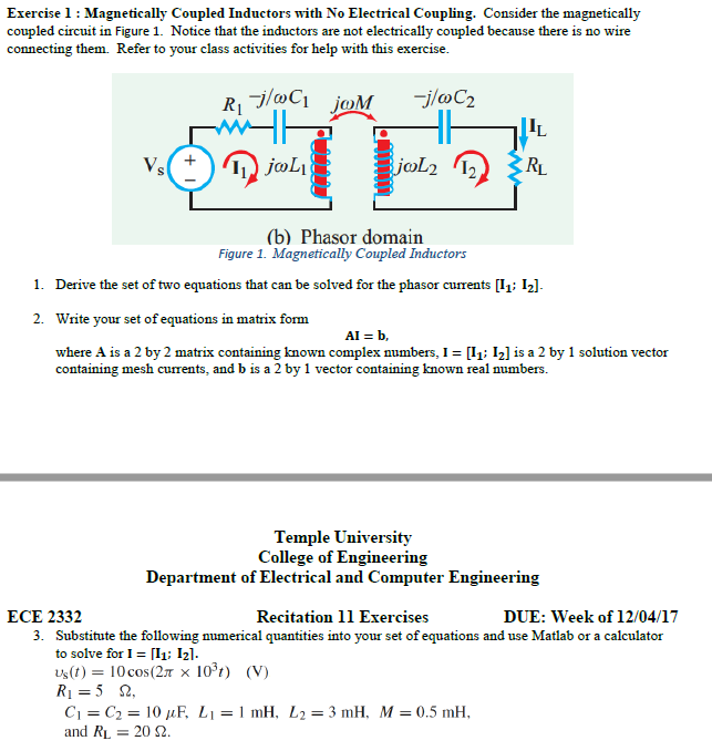 Solved Exercise 1 Coupled Inductors with No