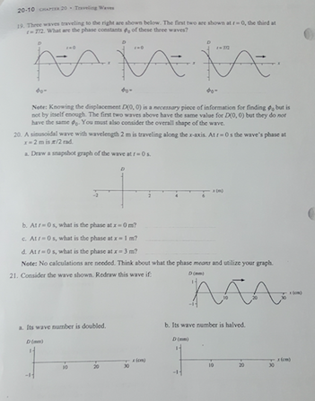 Solved 20-10 Three waves are below. two are shows atr 0. the | Chegg.com