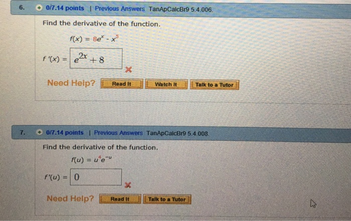 find the derivative of the function f x )= x8