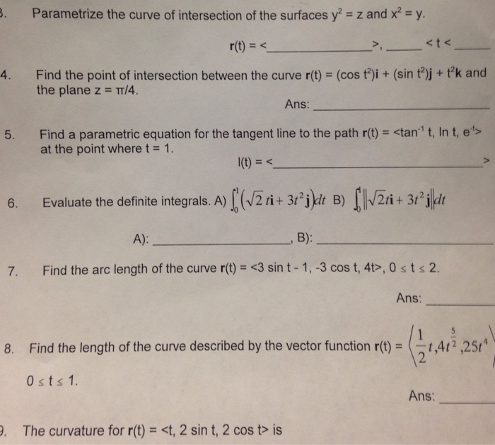 parametrize curve of intersection