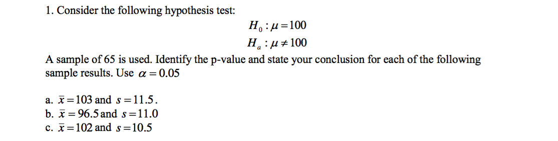 consider a hypothesis h0 where