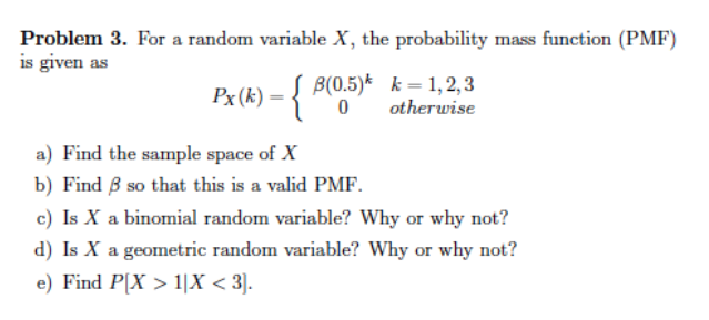 Solved For a random variable X, the probability mass | Chegg.com