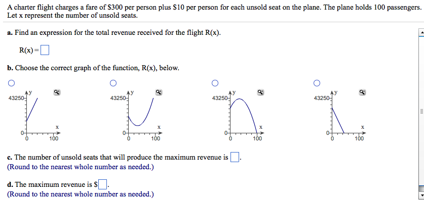 Solved A charter flight charges a fare of $300 per person | Chegg.com