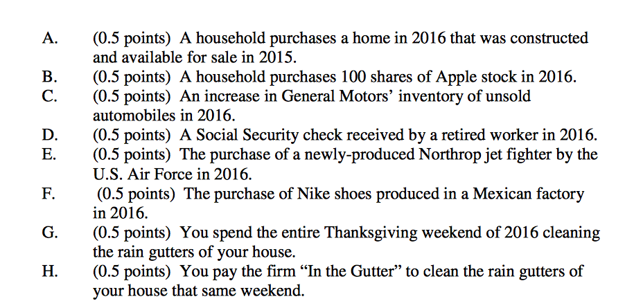 which of the following transactions will be counted in us gdp