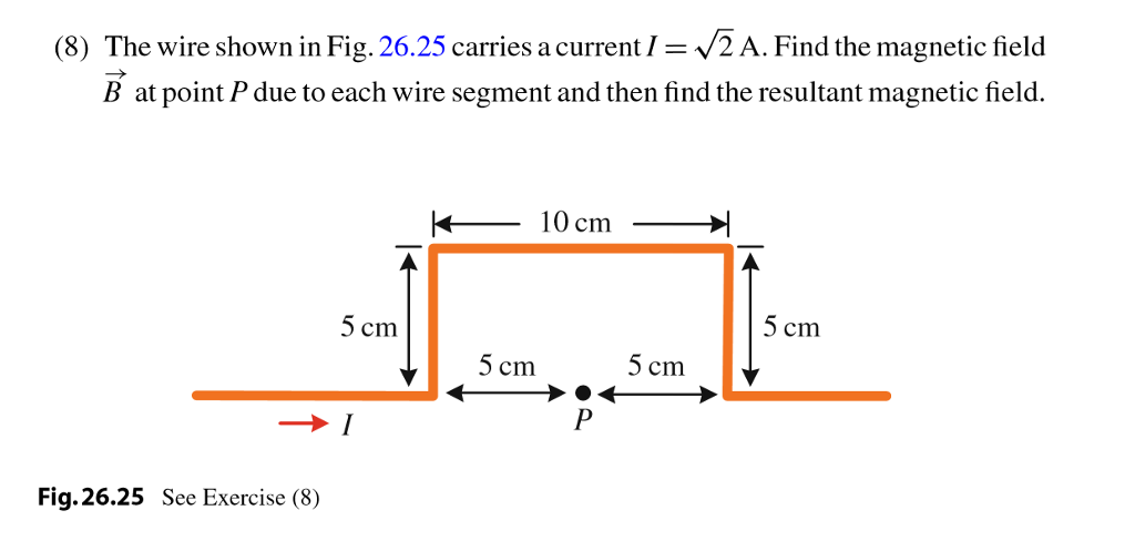 Solved The wire shown in Fig. 26.25 carries a current I = | Chegg.com