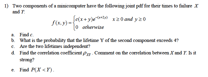 Solved Consider the joint pdf of the two components in | Chegg.com