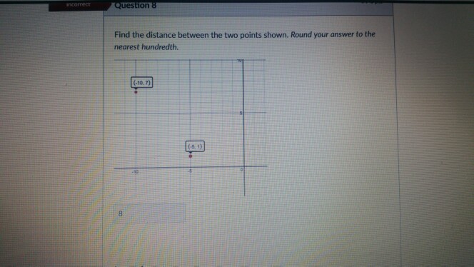 Solved Find The Distance Between The Two Points Shown Round Chegg