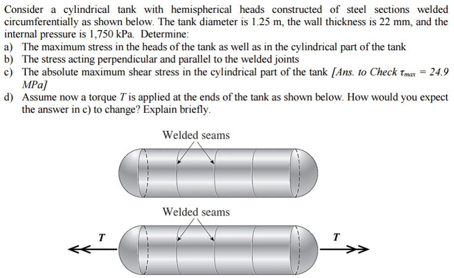 Solved Consider A Cylindrical Tank With Hemispherical Heads