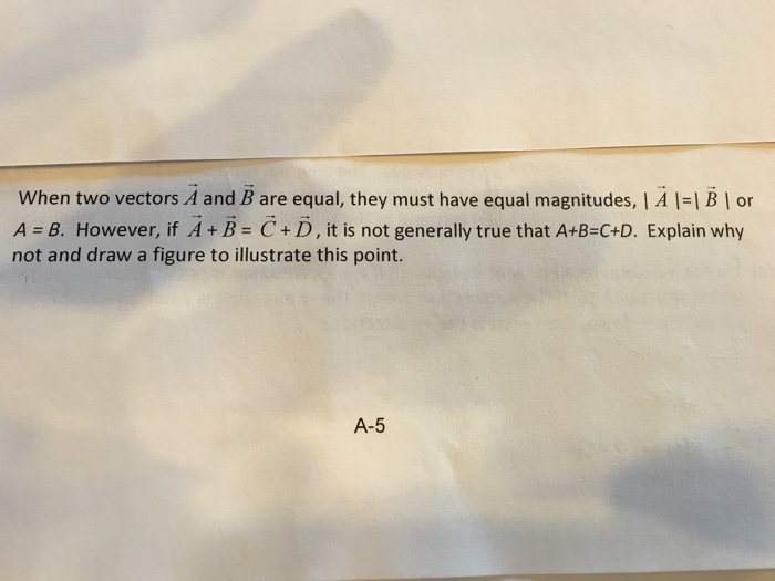 Solved When Two Vectors A And B Are Equal, They Must Have | Chegg.com