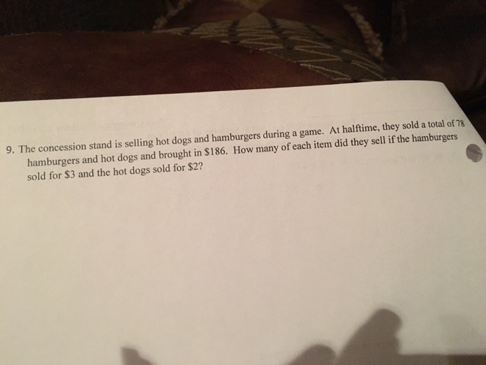 Solved The concession stand is selling hot dogs and