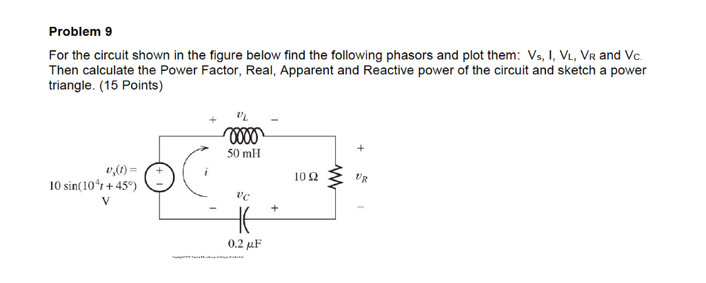 Solved Problem 9 For the circuit shown in the figure below | Chegg.com