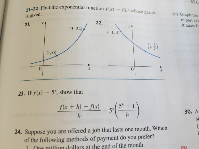 Solved Find the exponential function f(x) =Cb^x whose graph | Chegg.com