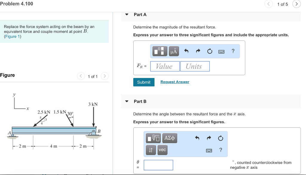 Solved Problem 4.100 1 of 5 > Part A Replace the force | Chegg.com