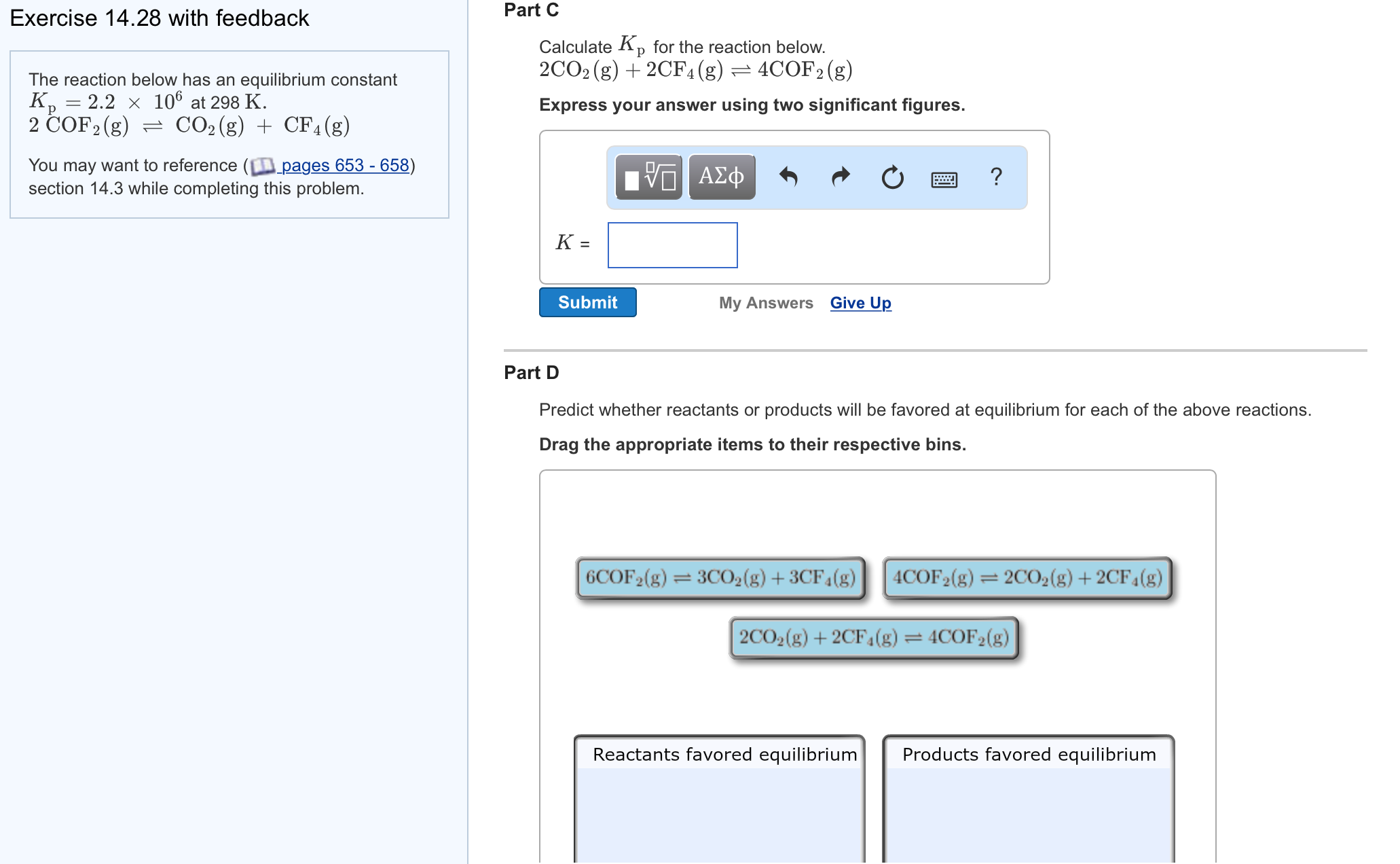Solved The reaction below has an equilibrium constant K_p = | Chegg.com