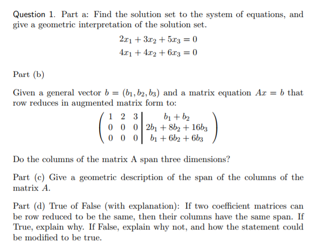 Solved Question 1. Part A: Find The Solution Set To The | Chegg.com