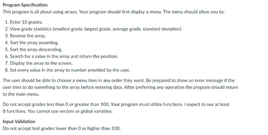 Program Specification This program is all about using | Chegg.com