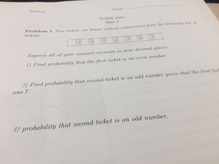 Solved Two Tickets Are Drawn Without Replacement From The 