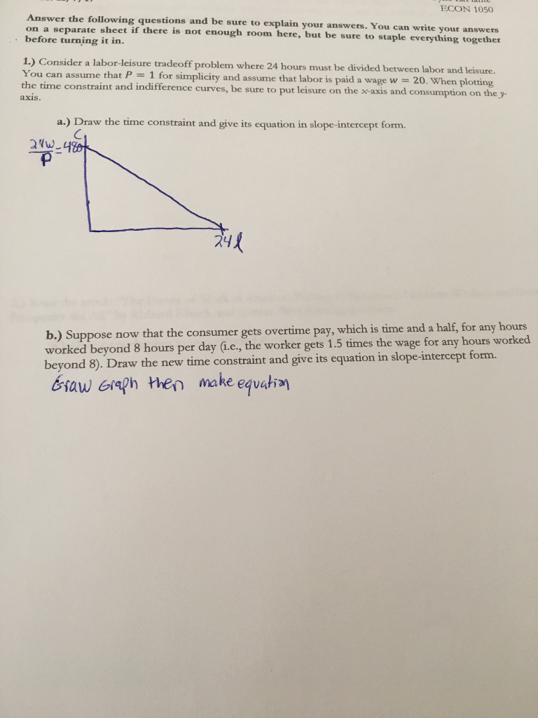 Solved ECON 1050 Answer the following questions and be sure | Chegg.com