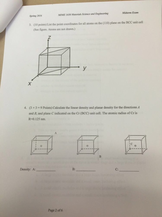 Solved List the point coordinates for all atoms on the (110) | Chegg.com