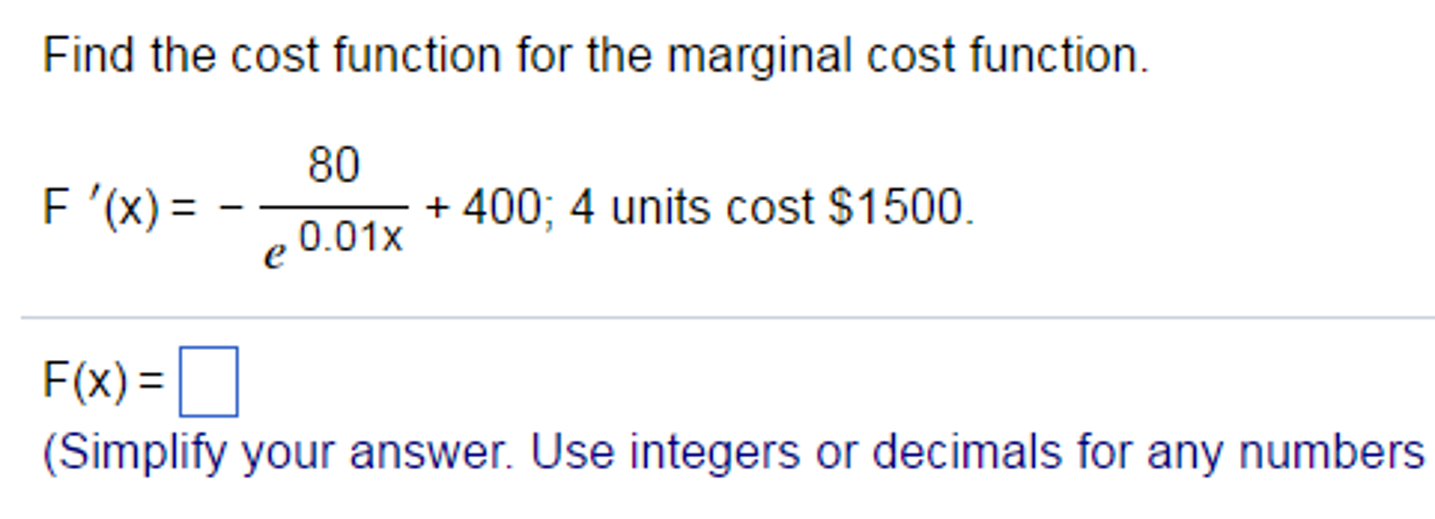 Solved Find the cost function for the marginal cost | Chegg.com