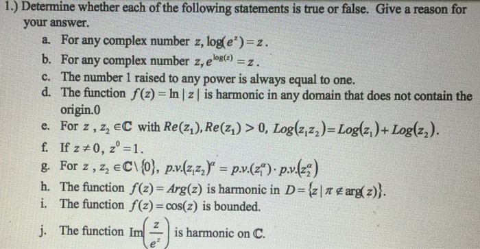 Solved Determine whether each of the following statements is | Chegg.com