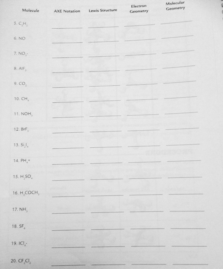 Solved Draw the Lewis DotDash Structure of the molecules