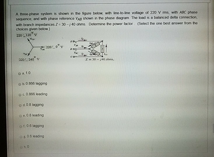 Solved A three-phase system is shown in the figure below, | Chegg.com