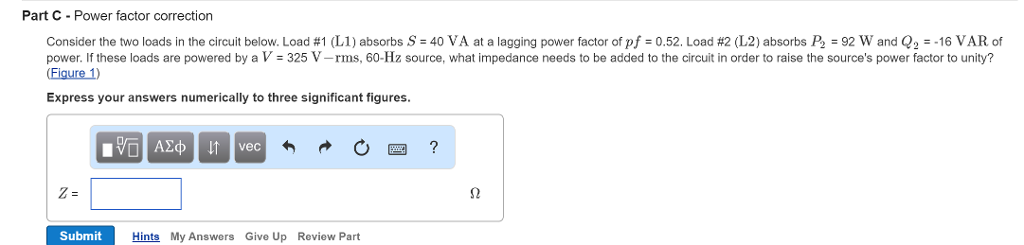 Solved Part A Power and power factor for parallel loads l | Chegg.com