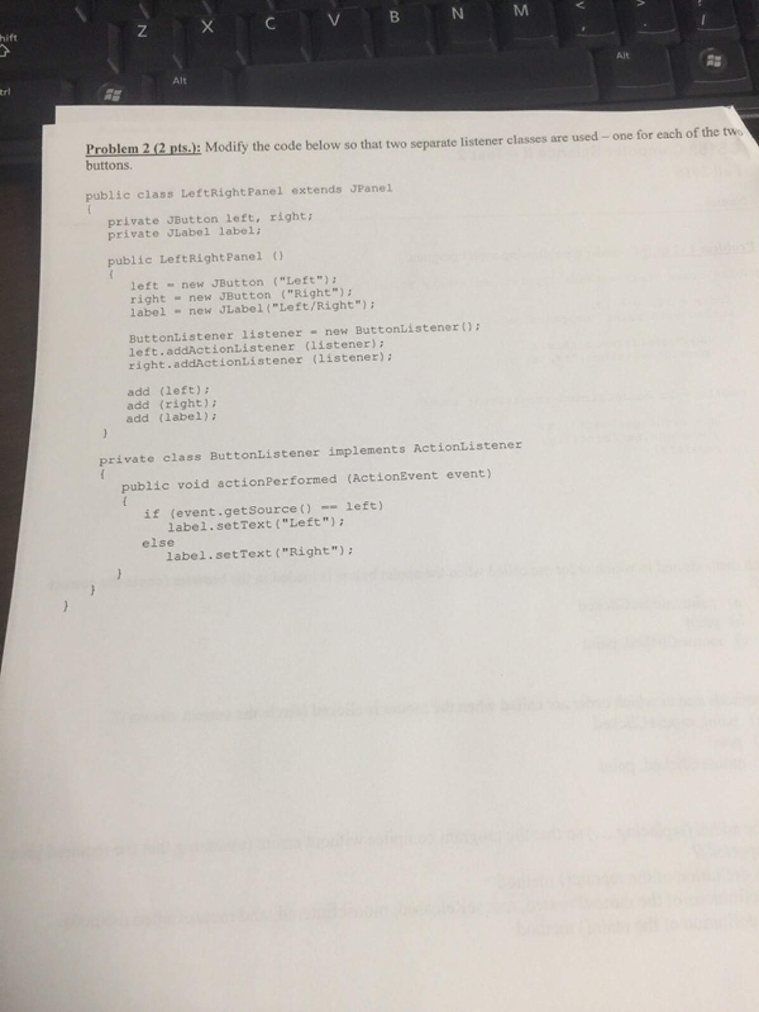 Solved Modify the code below so that two separate listener | Chegg.com